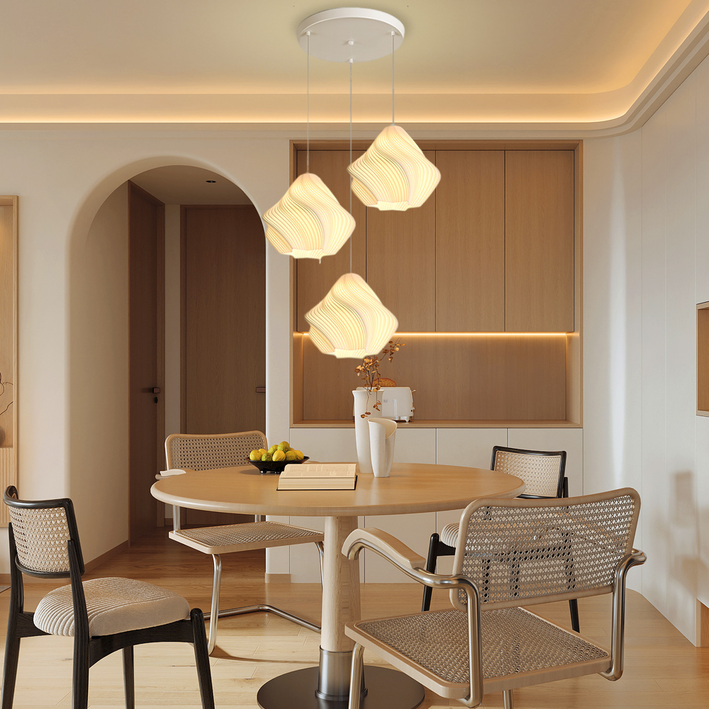 3 Head Cream Pendant Light Dining Room Bedroom Simple Small Chandelier