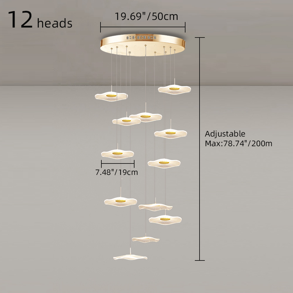 Modern Duplex Pendant Light Lotus Leaf Shaped Living Room Villa Staircase Chandelier