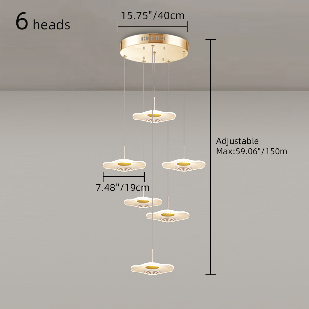 Modern Duplex Pendant Light Lotus Leaf Shaped Living Room Villa Staircase Chandelier
