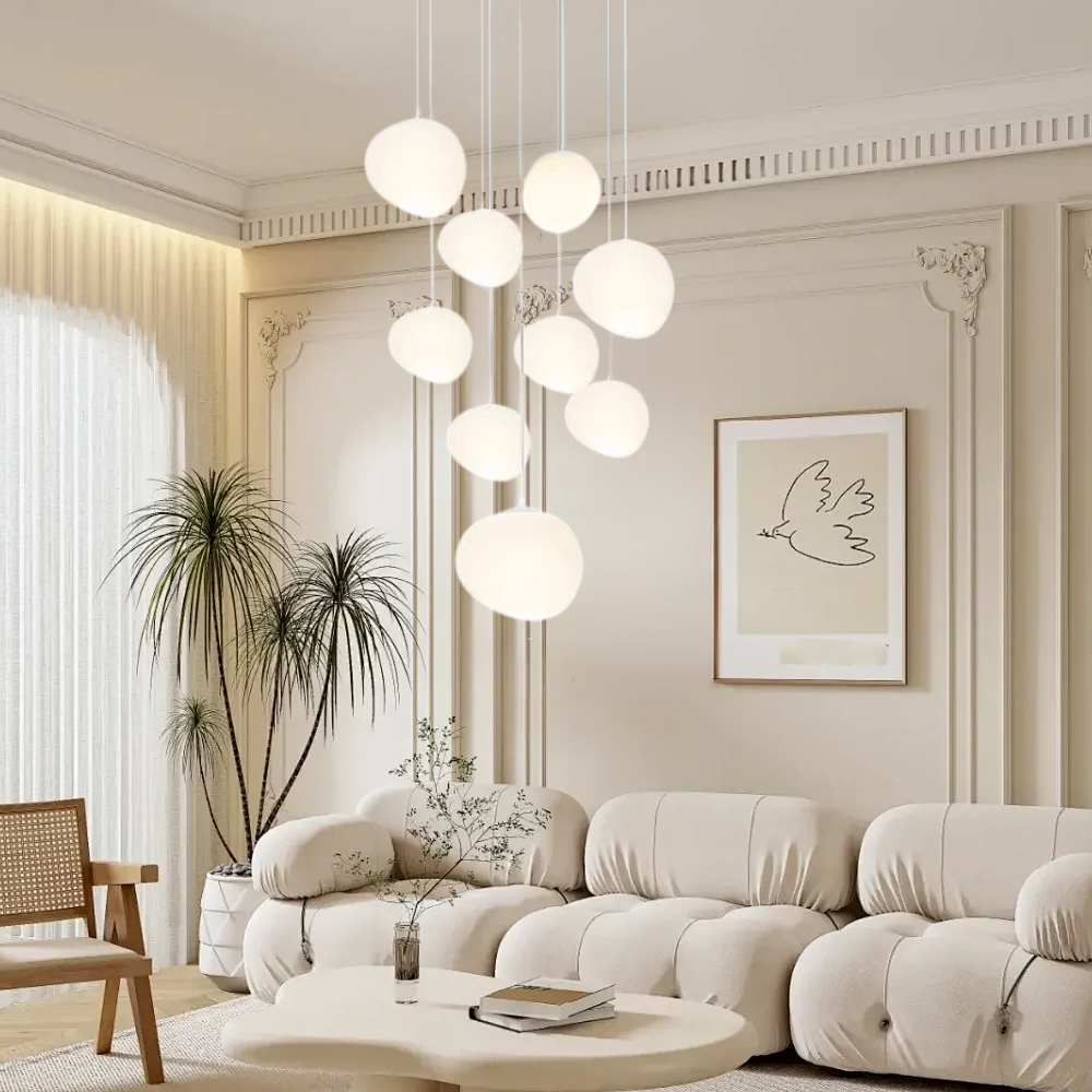 Italian Style Cobblestone Pendant Light Loft Living Room Duplex Staircase Light