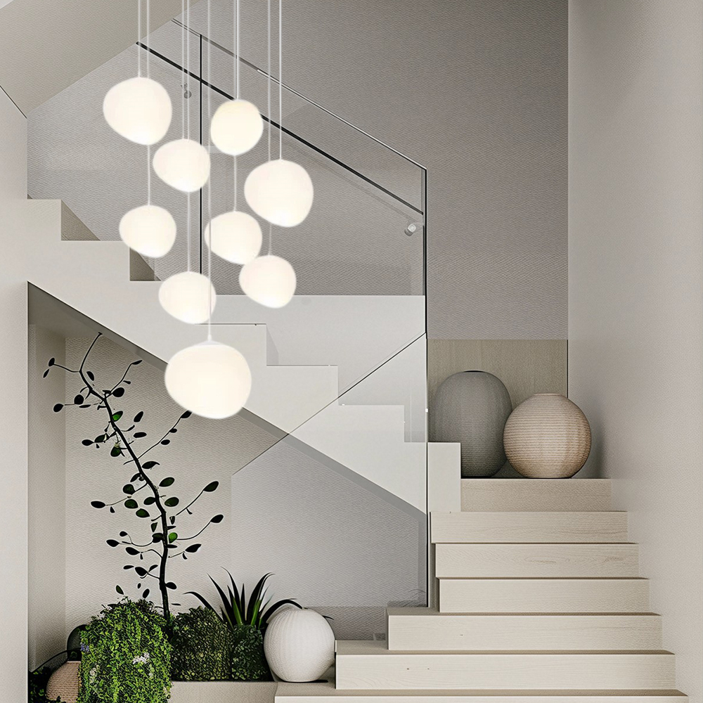 Italian Style Cobblestone Pendant Light Loft Living Room Duplex Staircase Light