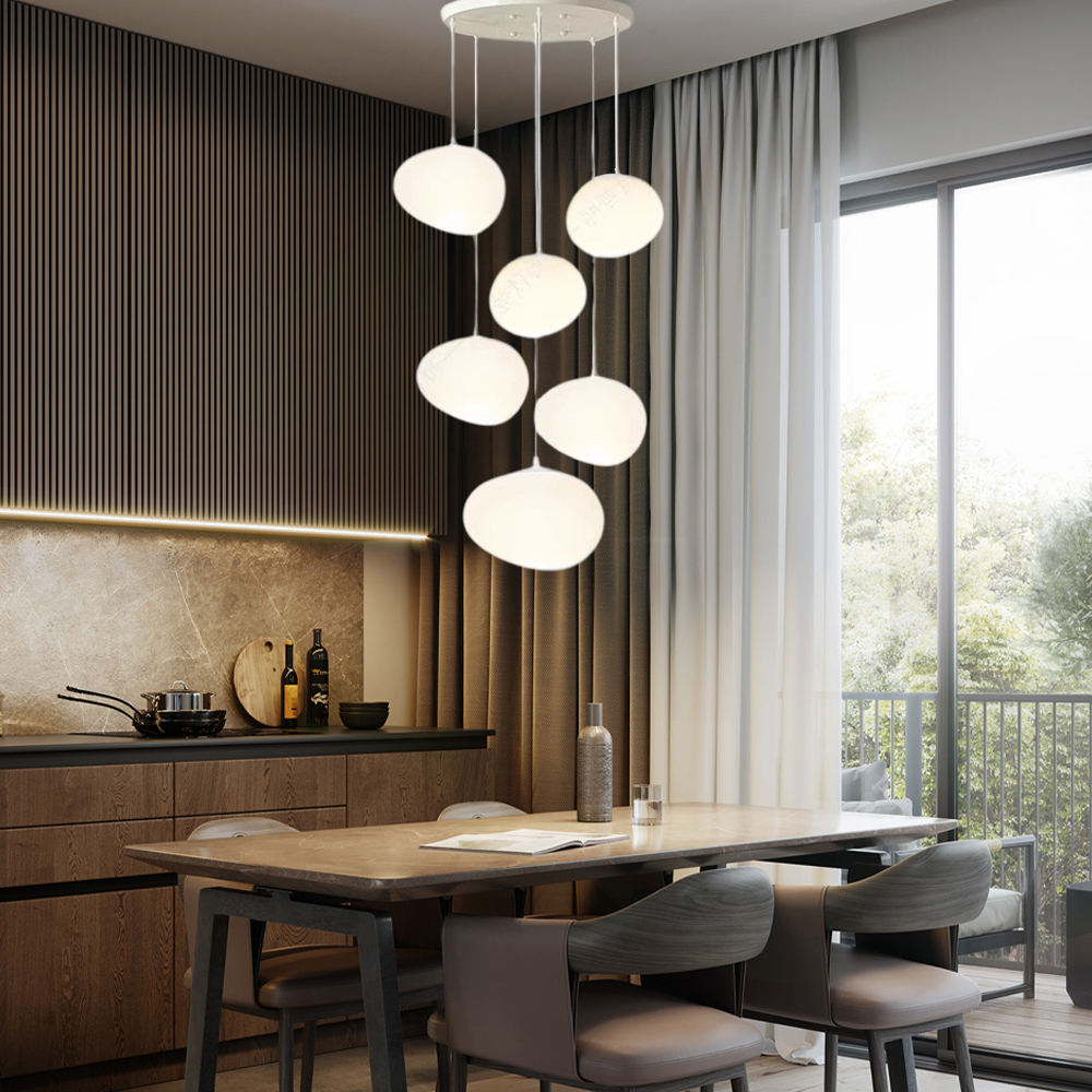 Italian Style Cobblestone Pendant Light Loft Living Room Duplex Staircase Light