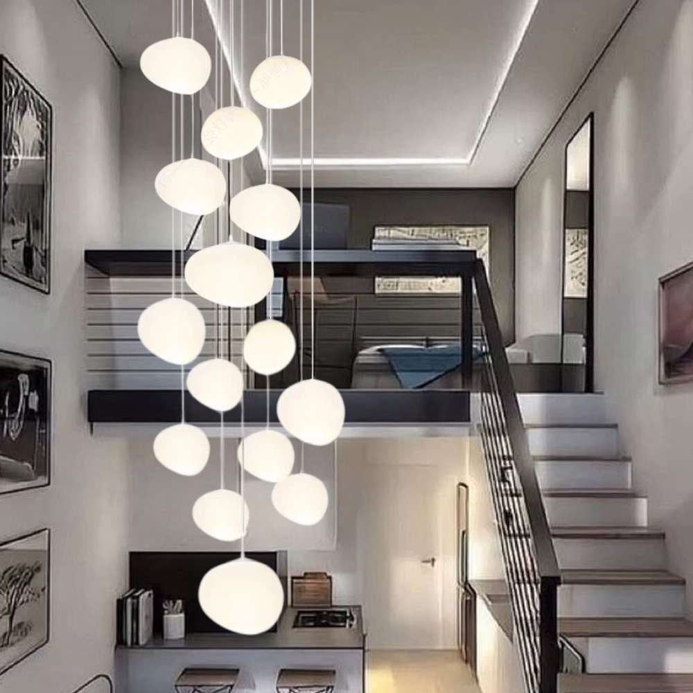 Italian Style Cobblestone Pendant Light Loft Living Room Duplex Staircase Light