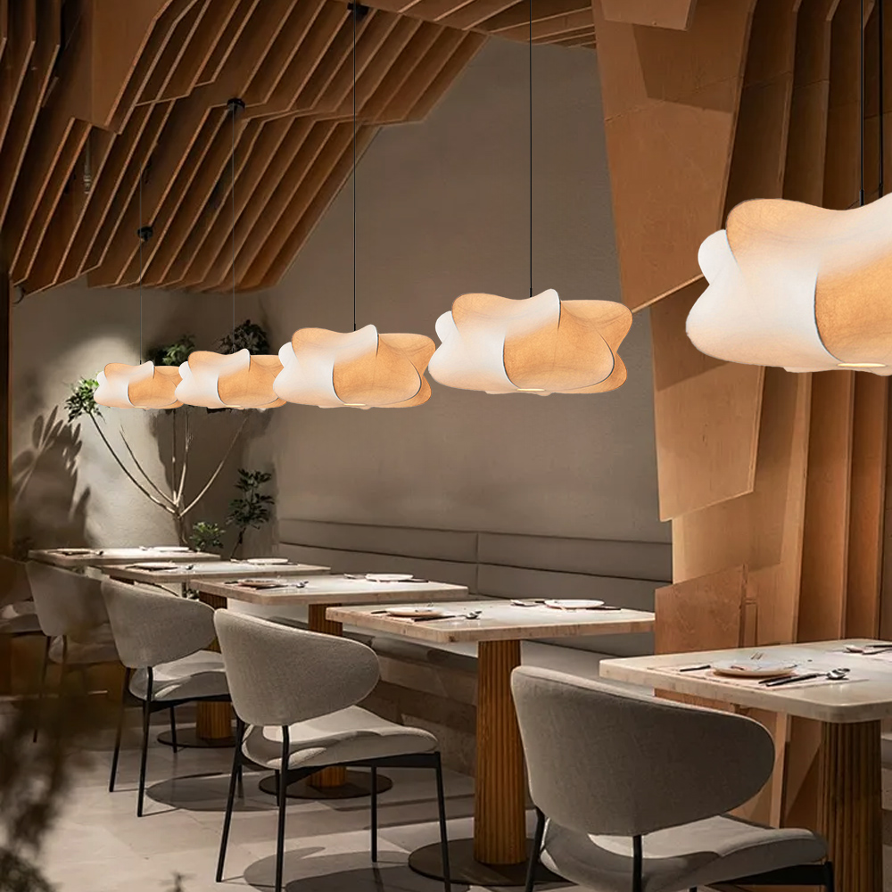 Japanese Style Propeller Fabric Pendant Light Living Room Bedroom Lampshade