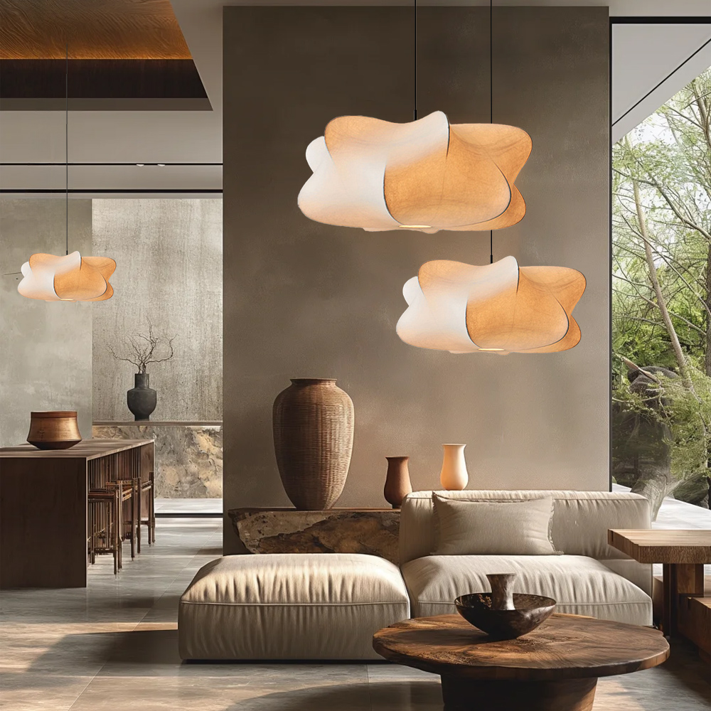 Japanese Style Propeller Fabric Pendant Light Living Room Bedroom Lampshade