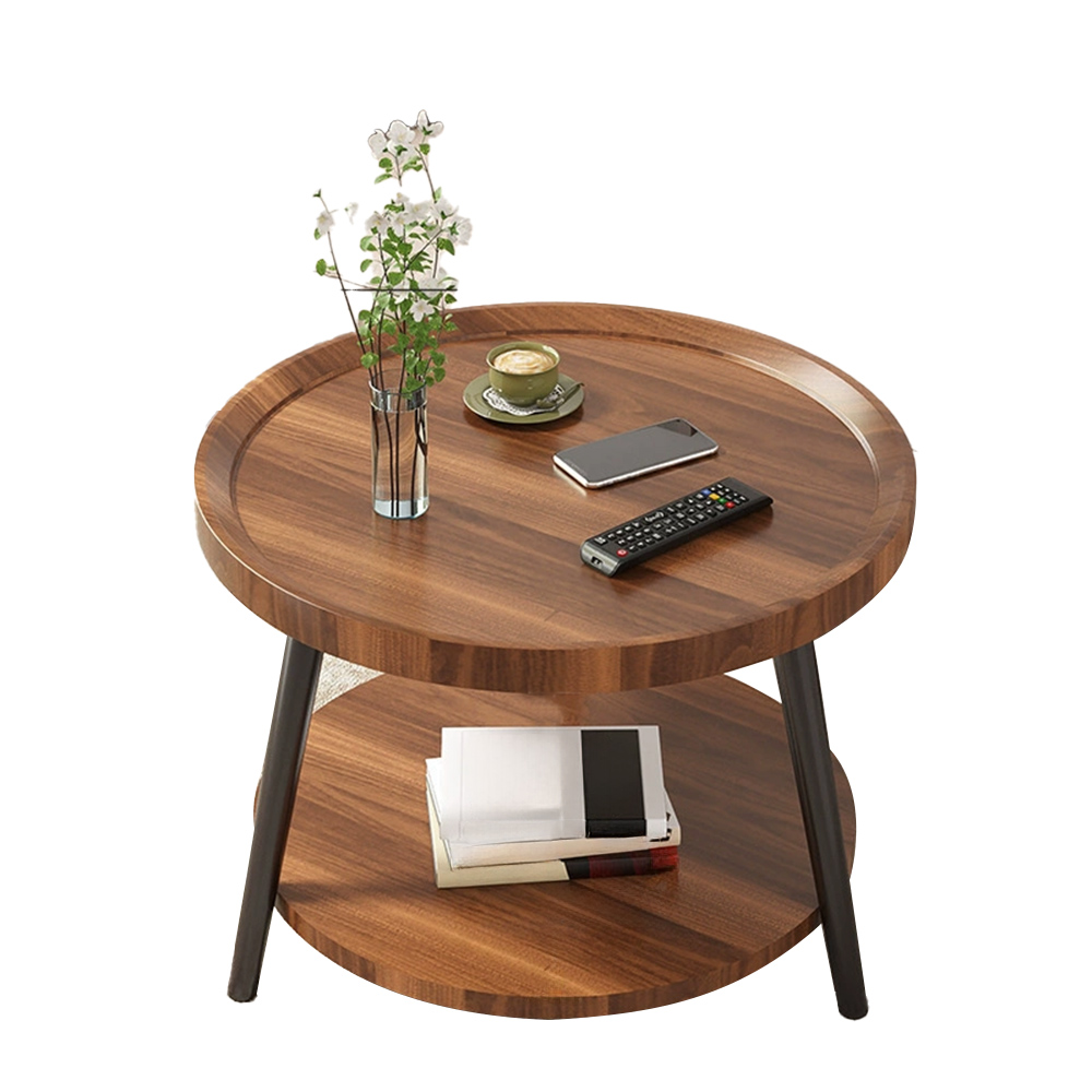Nordic Simple Double Layer Round Table Small Coffee Table Living Room Side Table