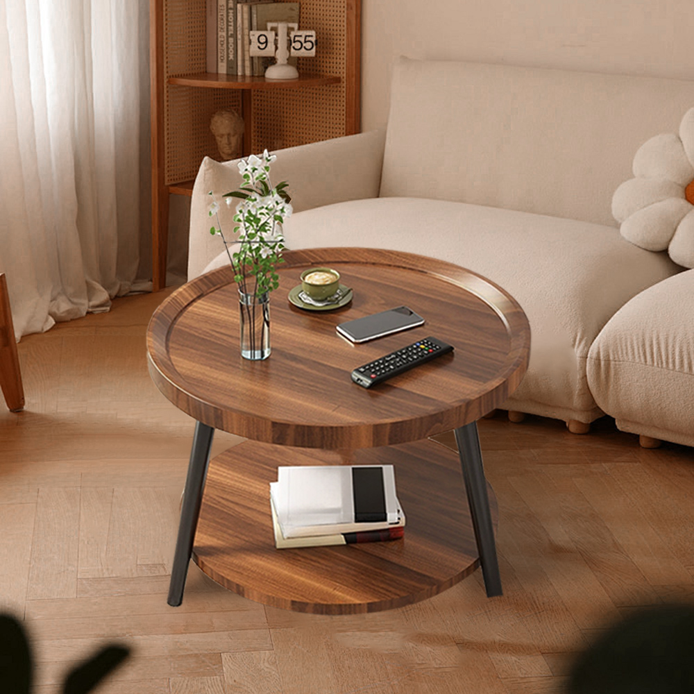 Nordic Simple Double Layer Round Table Small Coffee Table Living Room Side Table