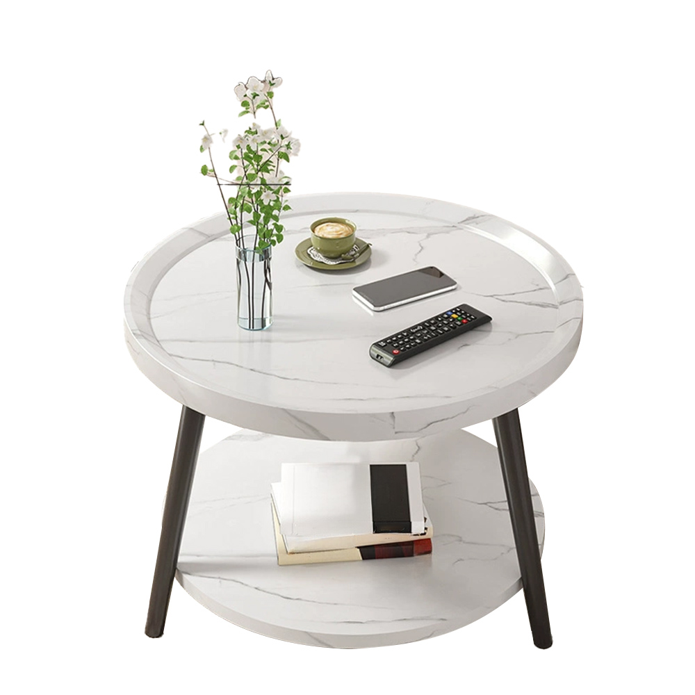 Nordic Simple Double Layer Round Table Small Coffee Table Living Room Side Table
