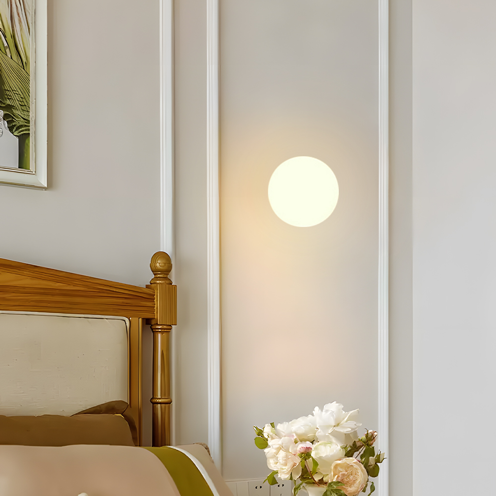 Nordic Round Glass Wall Lamp Bedroom Bedside Corridor Lamp