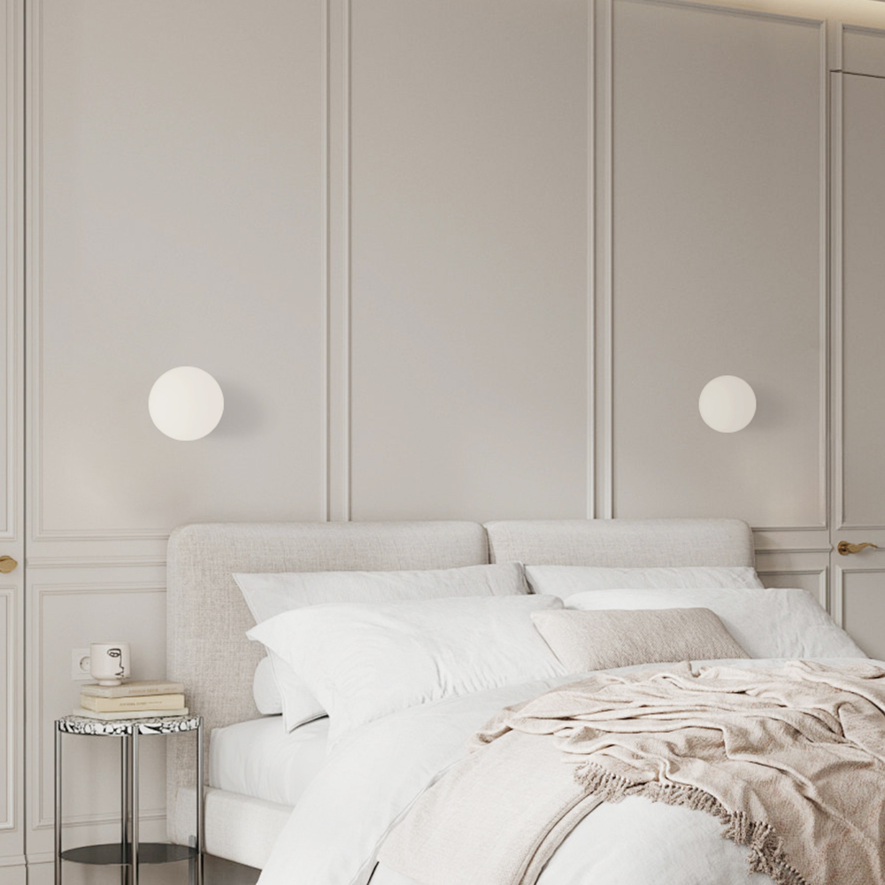 Nordic Round Glass Wall Lamp Bedroom Bedside Corridor Lamp