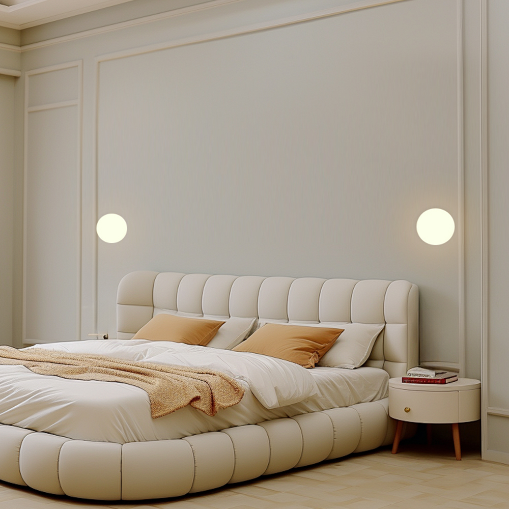 Nordic Round Glass Wall Lamp Bedroom Bedside Corridor Lamp