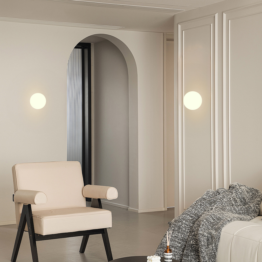 Nordic Round Glass Wall Lamp Bedroom Bedside Corridor Lamp