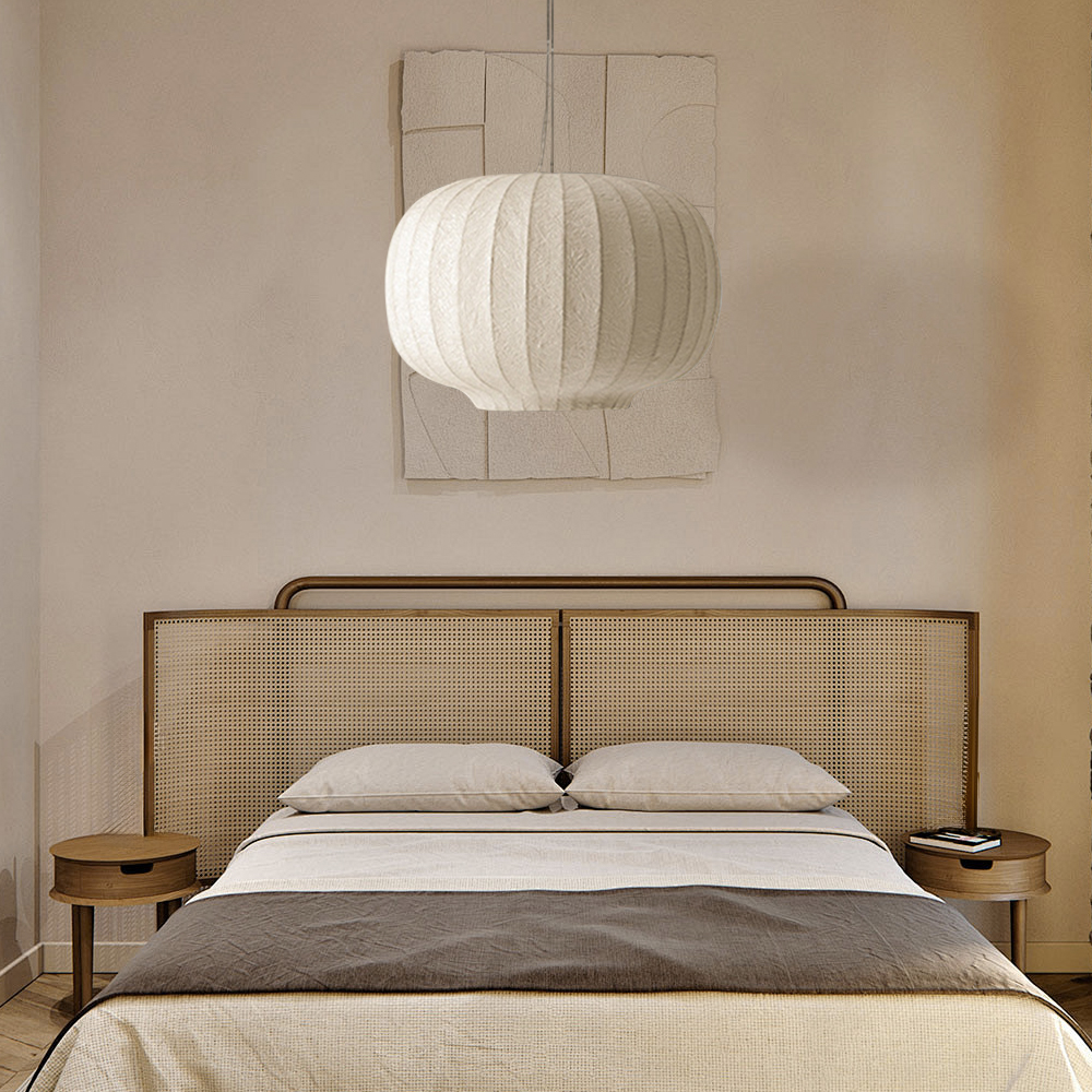 Japanese Style Ball Imitation Silk Dining Room Pendant Light Bedroom Chandelier