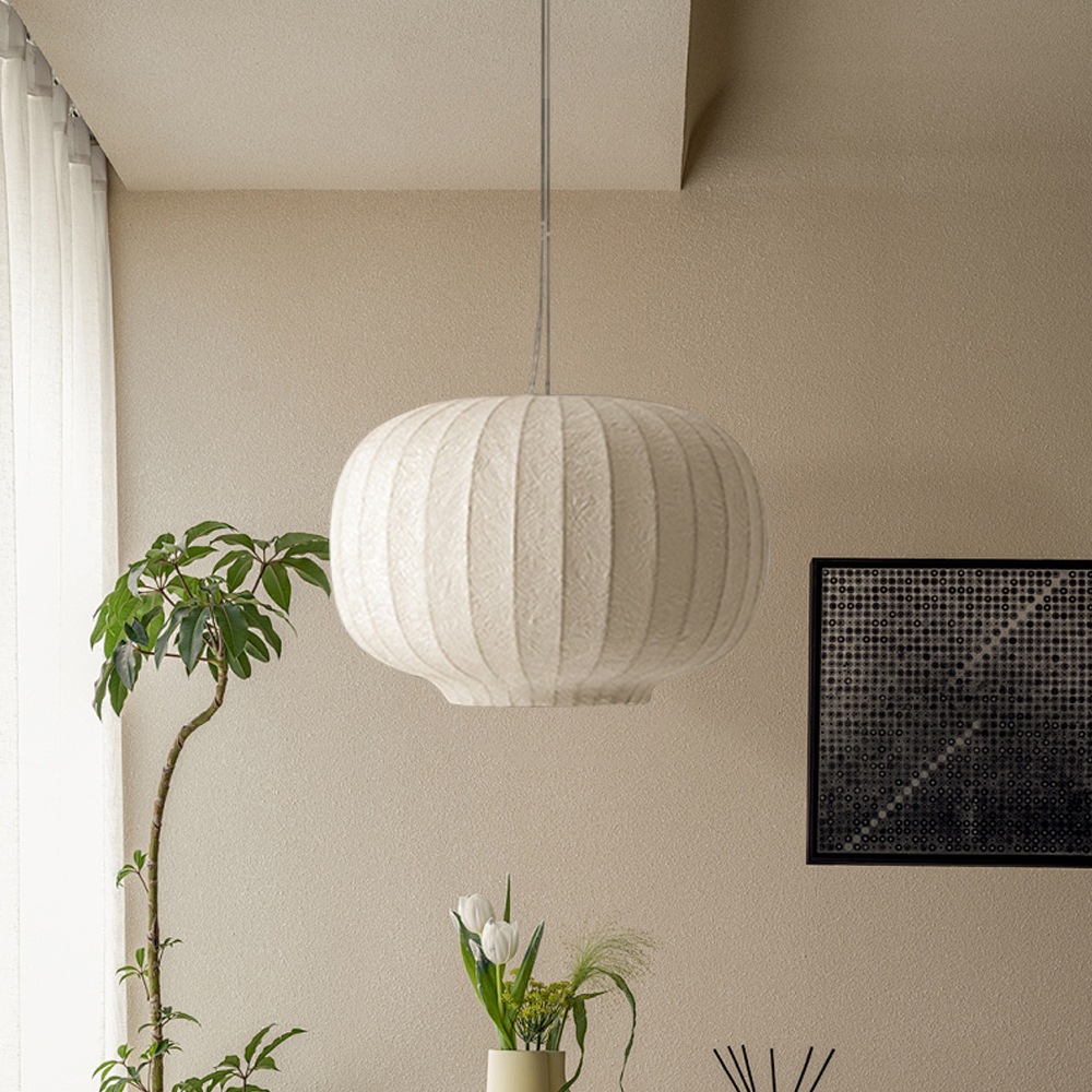Japanese Style Ball Imitation Silk Dining Room Pendant Light Bedroom Chandelier