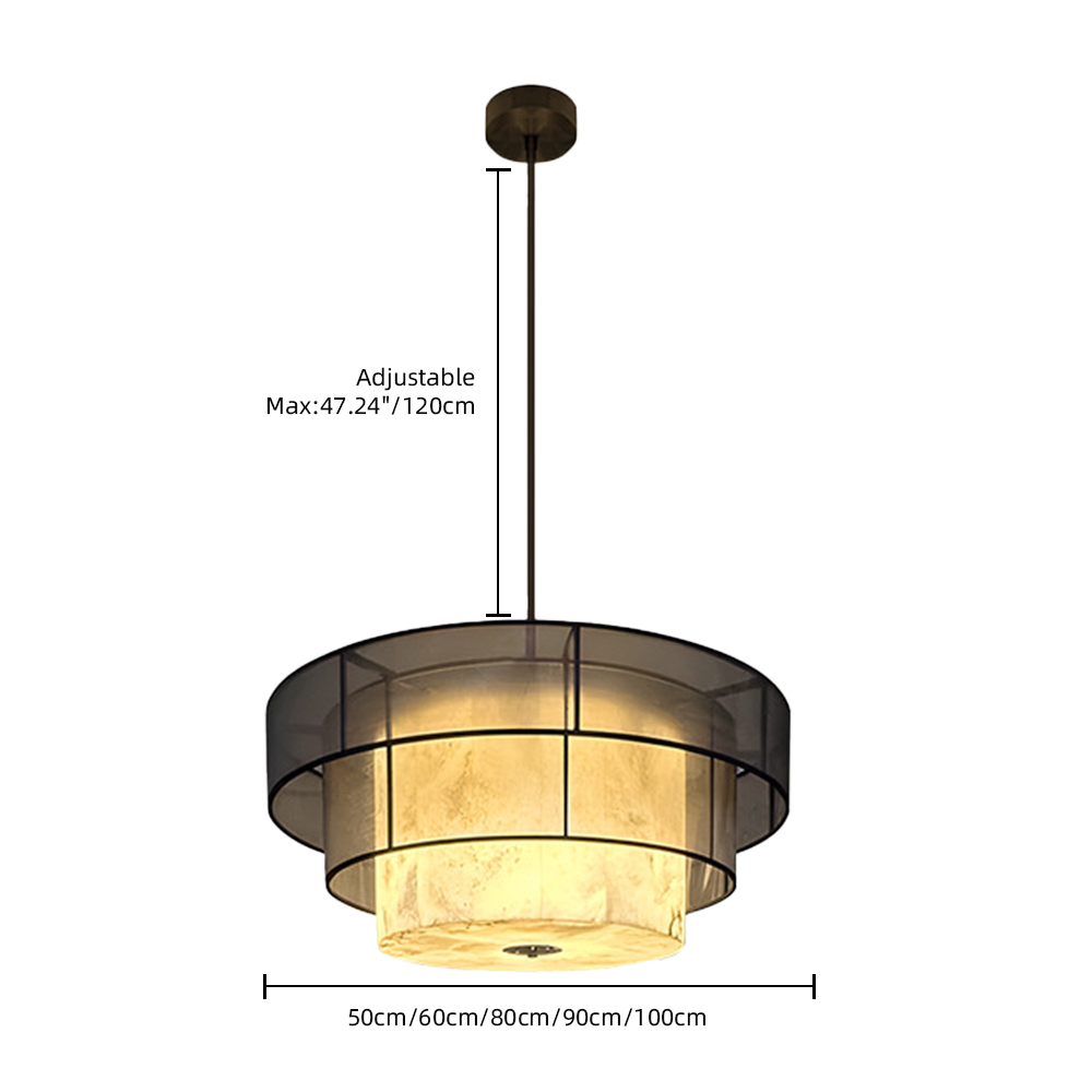 Vintage Black Double Layer Pendant Light Living Room Chandelier