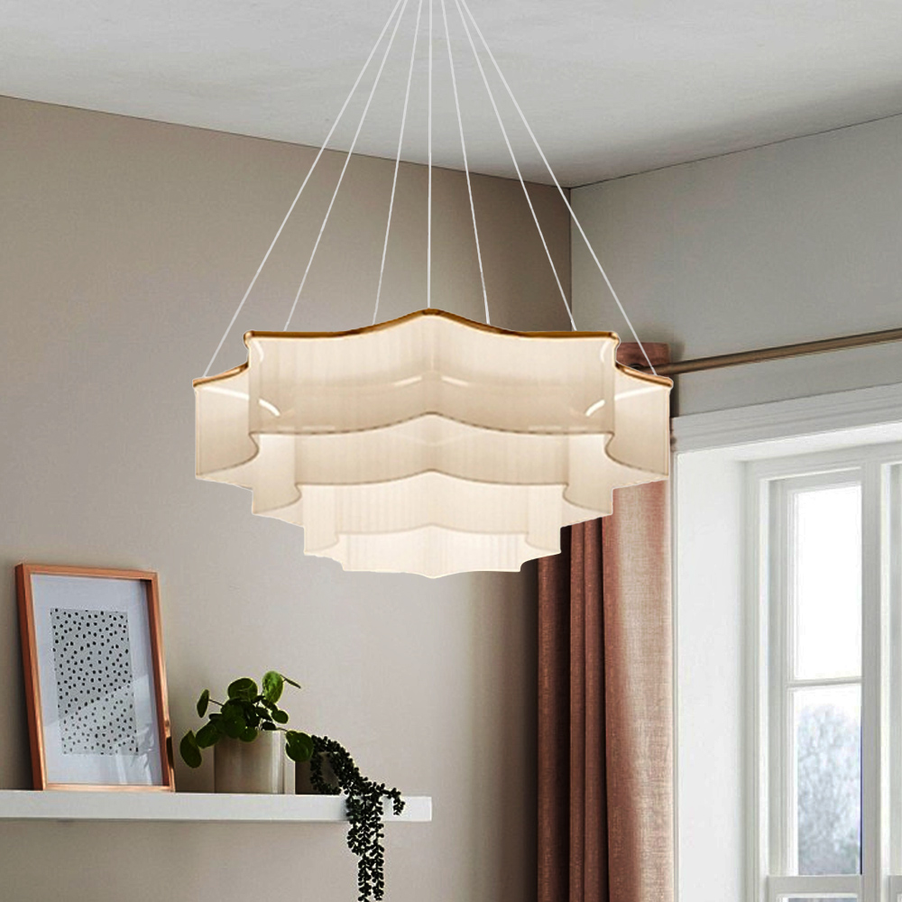 Modern Simple 3-layer Fabric Pendant Light Fan-shaped Cascading Lampshade