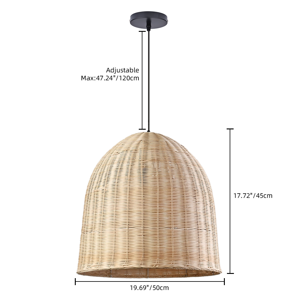 Japanese Style Hand-wove Rattan Pendant Light Dining Room Lampshade