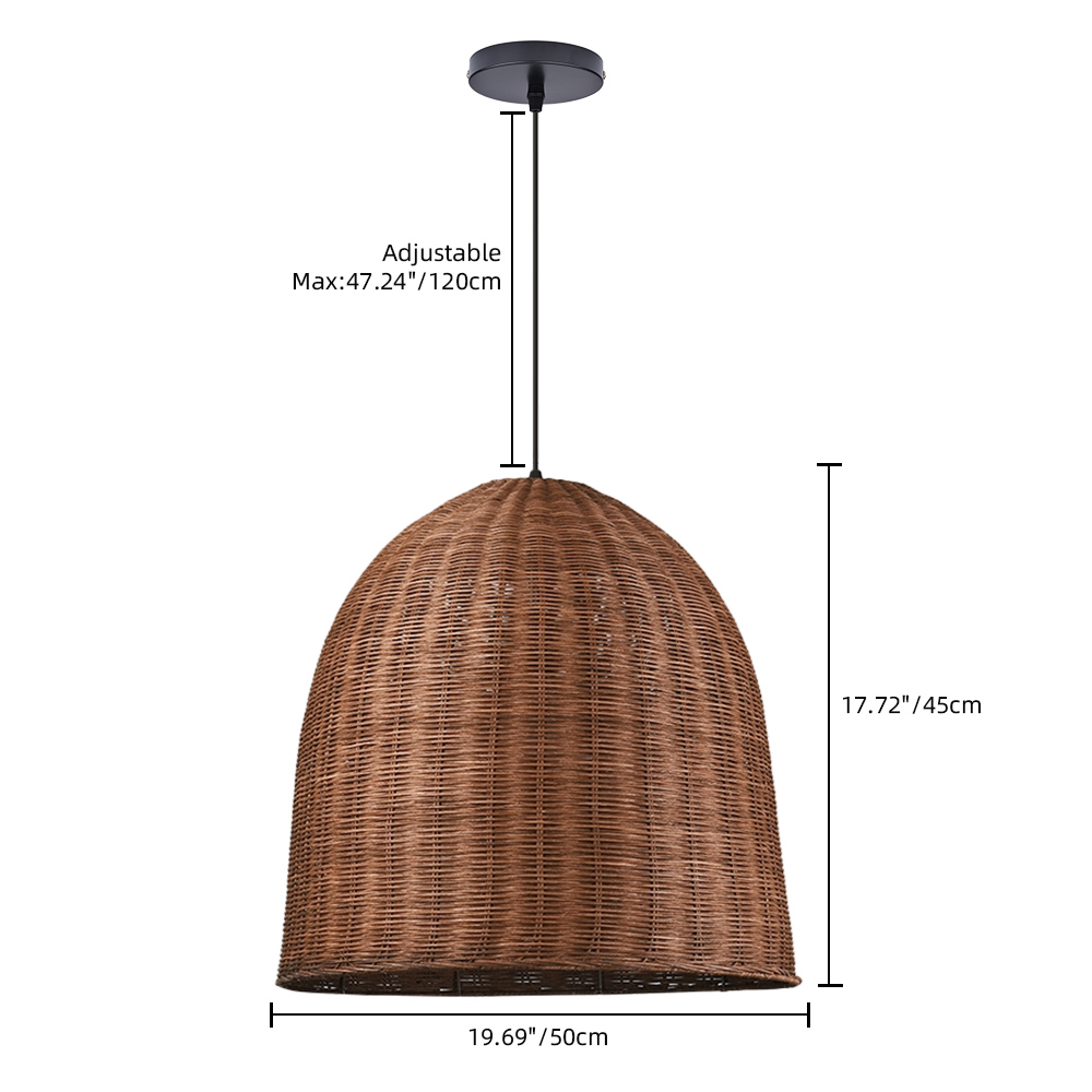 Japanese Style Hand-wove Rattan Pendant Light Dining Room Lampshade