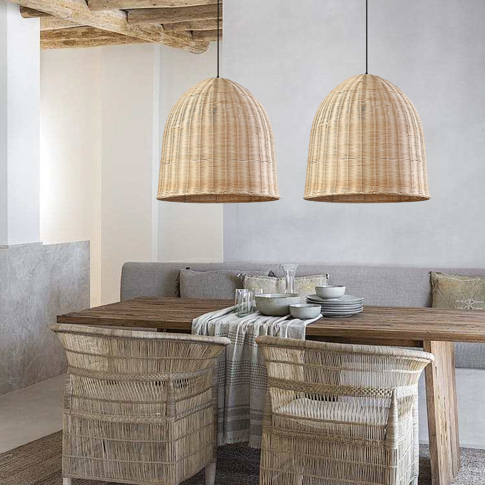 Japanese Style Hand-wove Rattan Pendant Light Dining Room Lampshade