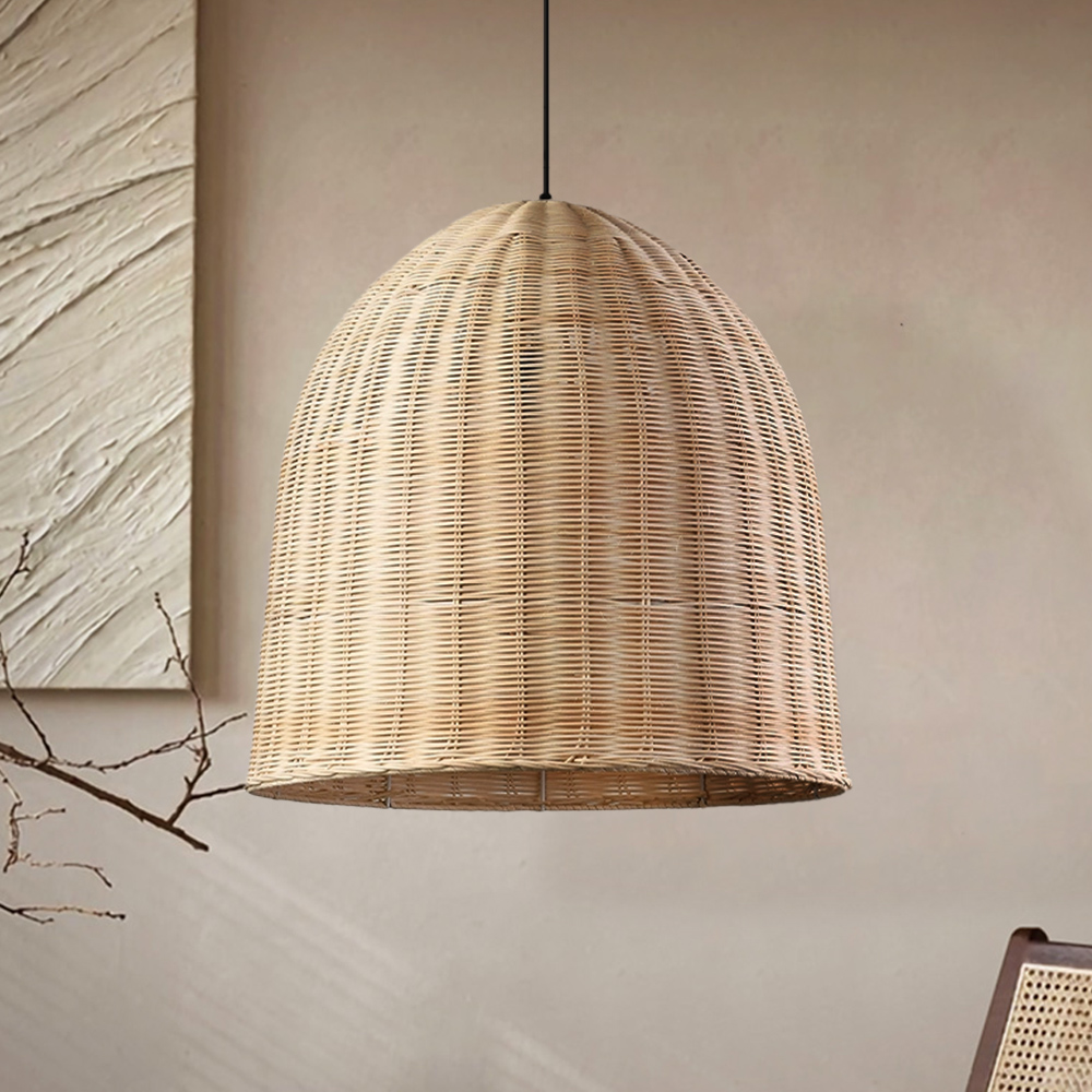 Japanese Style Hand-wove Rattan Pendant Light Dining Room Lampshade