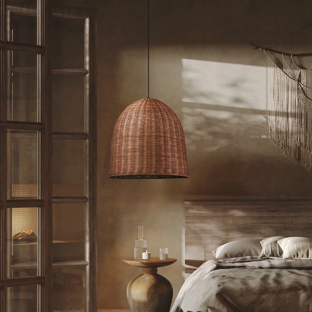 Japanese Style Hand-wove Rattan Pendant Light Dining Room Lampshade