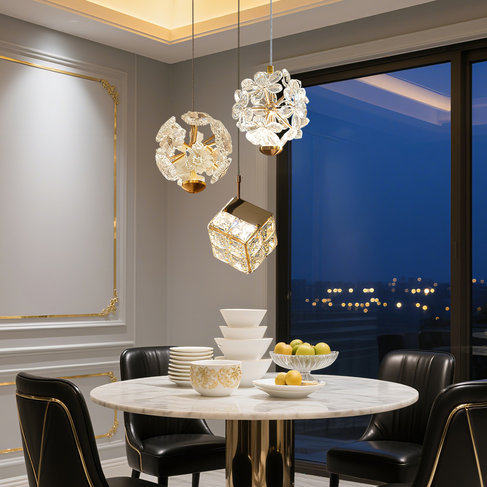 French Crystal Small Pendant Light Bedroom Dandelion Dining Table Chandelier