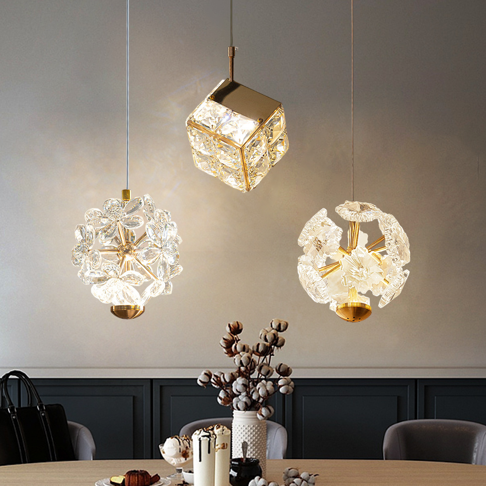 French Crystal Small Pendant Light Bedroom Dandelion Dining Table Chandelier