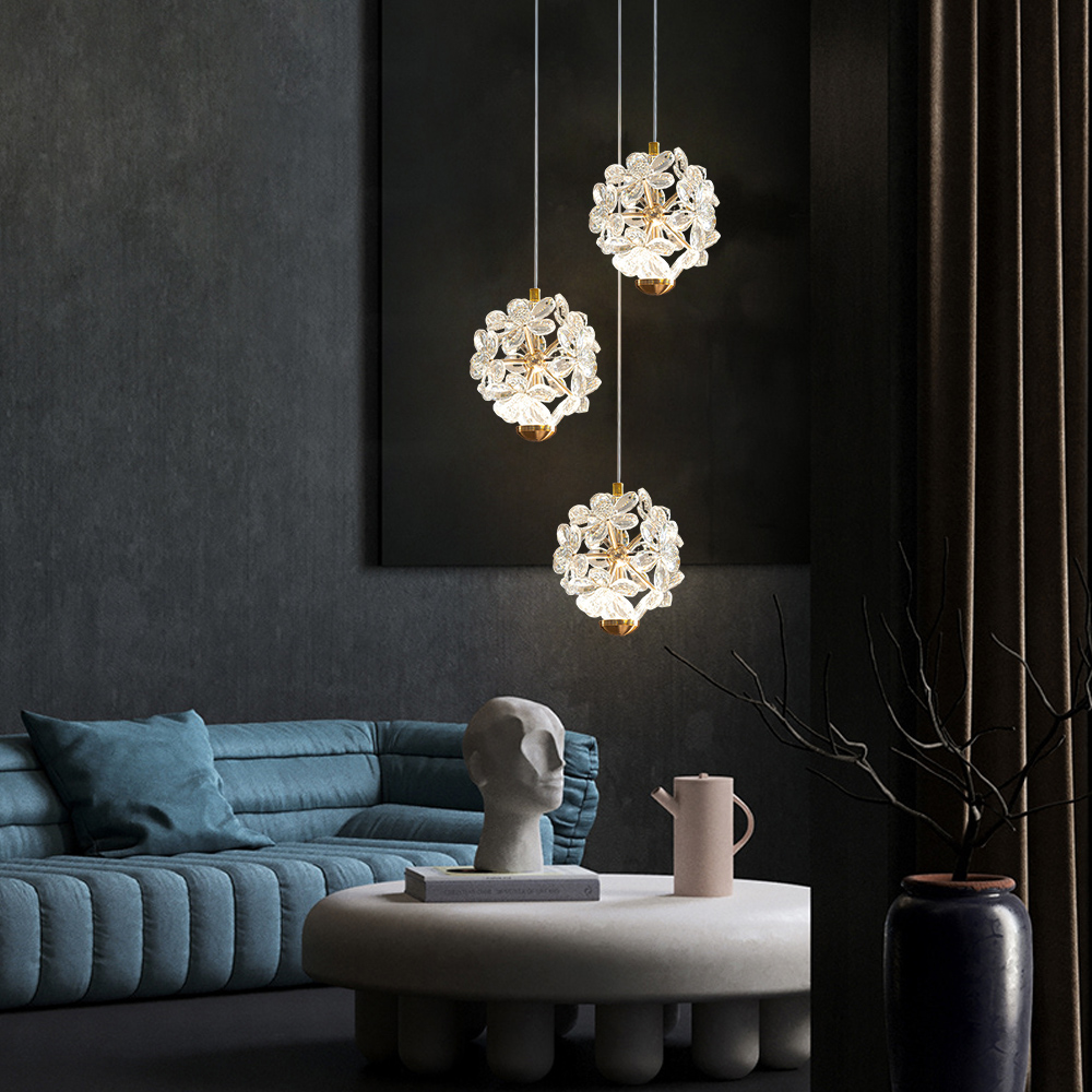 French Crystal Small Pendant Light Bedroom Dandelion Dining Table Chandelier