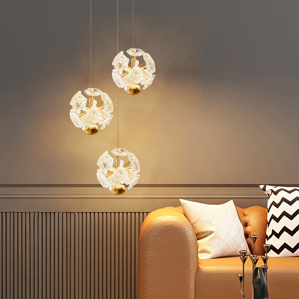 French Crystal Small Pendant Light Bedroom Dandelion Dining Table Chandelier