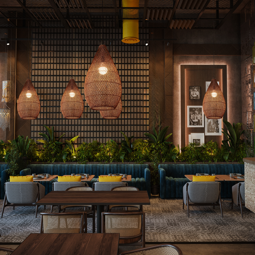 Wabi-sabi Style Natural Dark Rattan Pendant Light Living Room Dining Room Lampshade