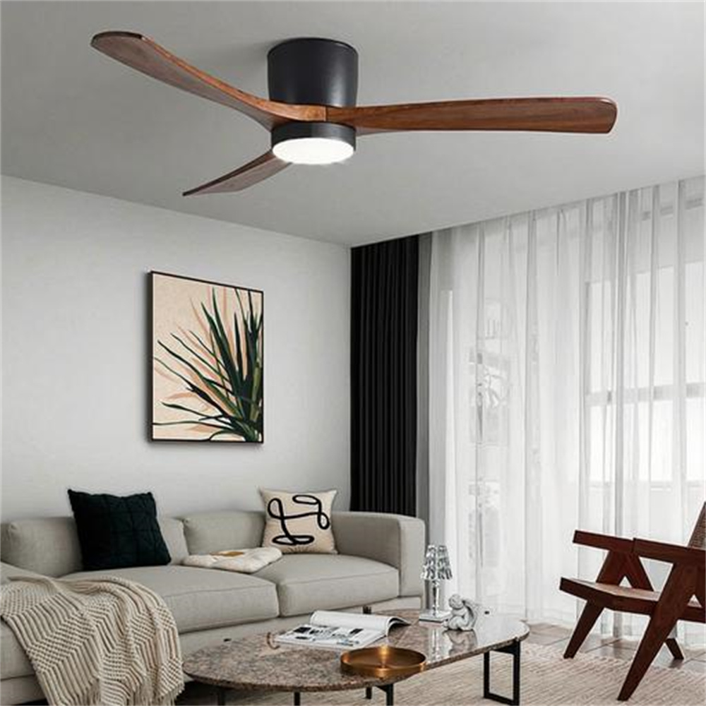 Nordic Wooden Ceiling Fan Light Fixture Minimalist LED Ceiling Lamp for Bedroom