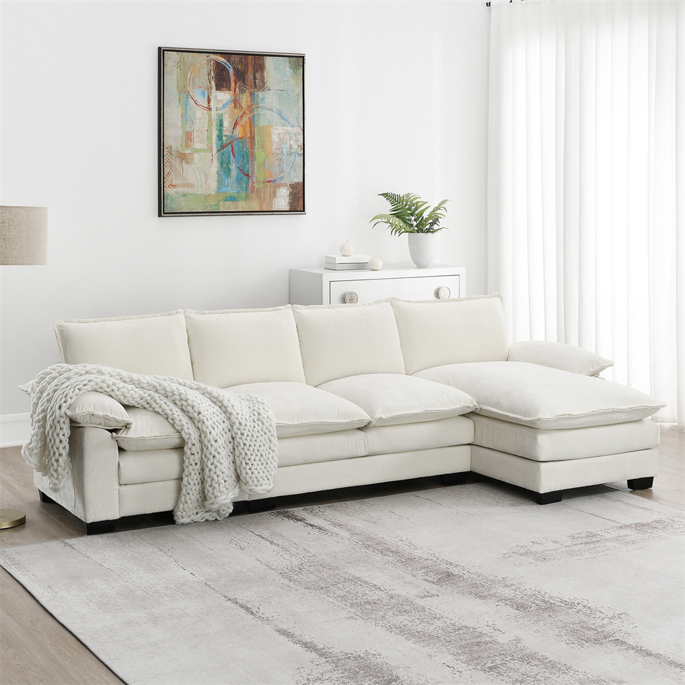 118*55" Modern L-shaped  Cloud Sofa with Double Seat Cushions,Sleeper Sofa Couch for Living Room