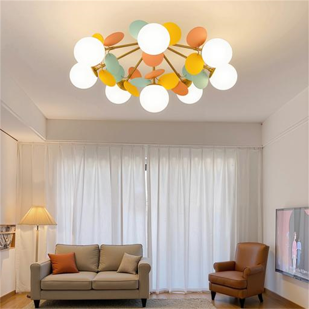 Nordic Ceiling Lamp Colorful Elegant Living Room Creative Glass Magic Bean Chandelier
