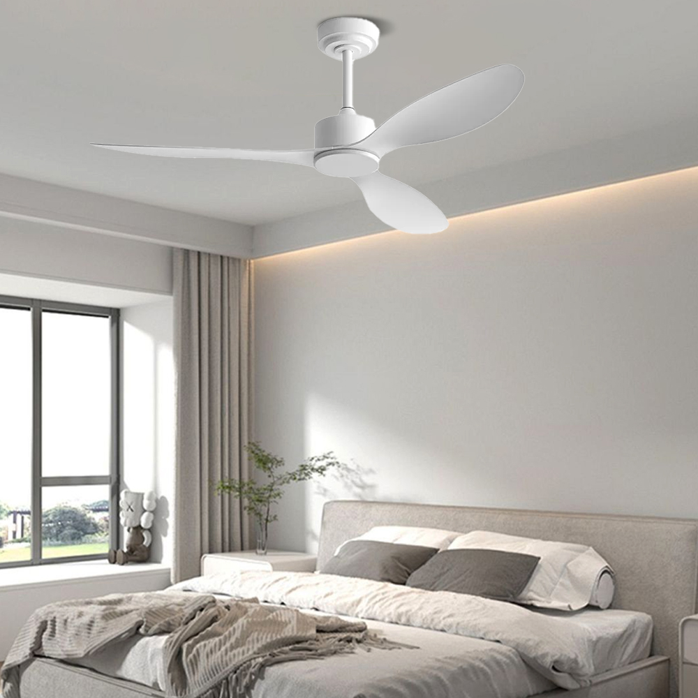 Nordic Style Dining Room Bedroom Walnut Ceiling Fan Light 52''