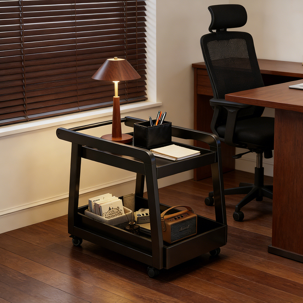 Solid Wood Mobile Side Table Living Room Sofa Side Small Tea Table Home Bedside Storage Cart