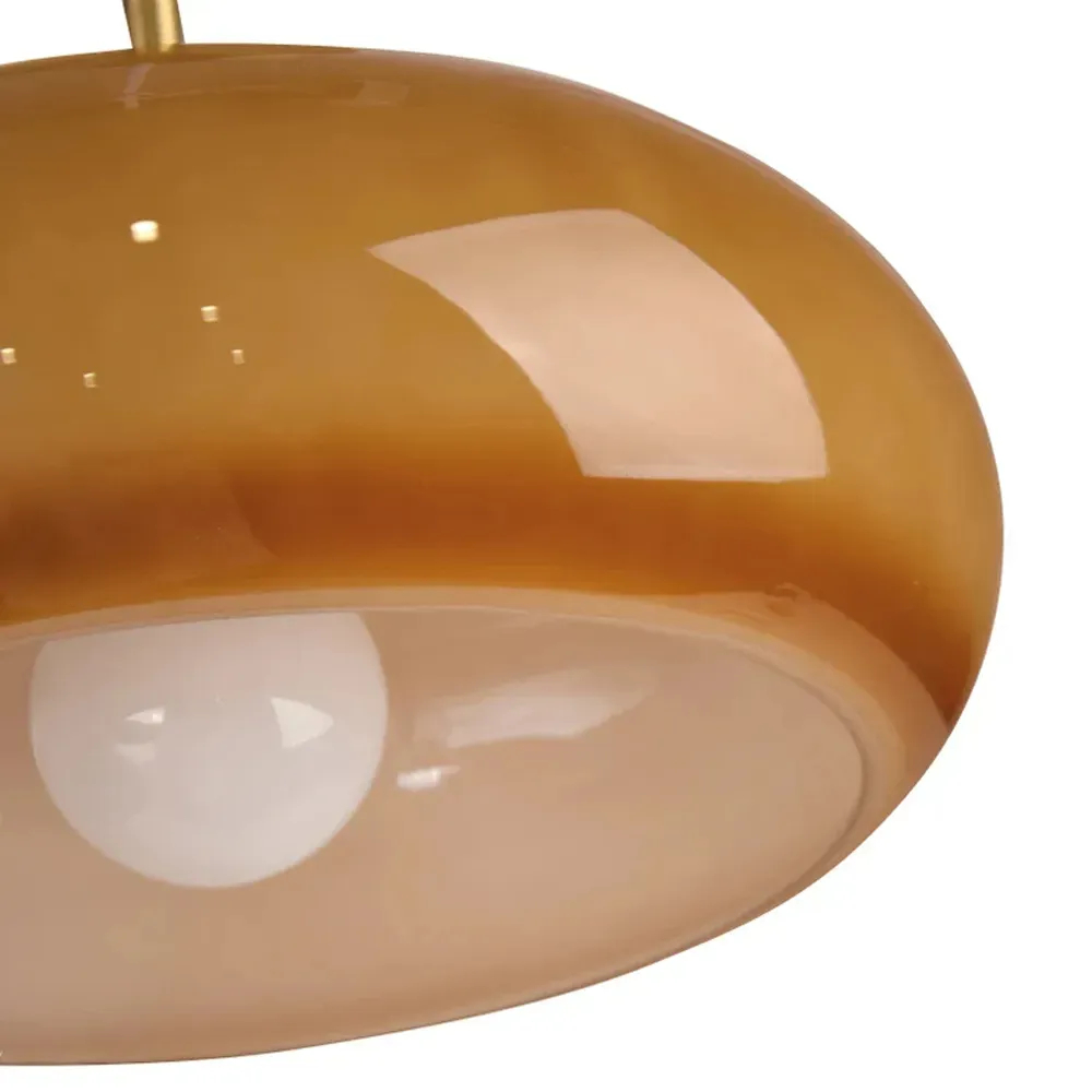 French Retro Hallway Brass Ceiling Light Medieval Restaurant Flush Mount Glass Lamp