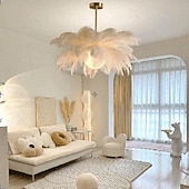 White Ostrich Feather Bouquet Pendant Light Romantic Mounted Lighting Fixture for Restaurant Bedroom