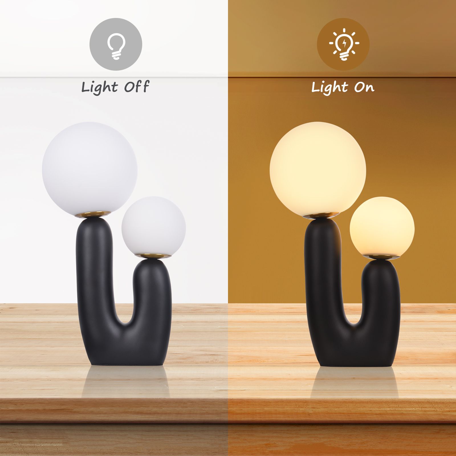 Nordic Night Light Children's Room Bedside Lamp Creative U-shaped 2 Heads Milky White Glass Table Lamp