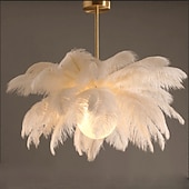 White Ostrich Feather Bouquet Pendant Light Romantic Mounted Lighting Fixture for Restaurant Bedroom