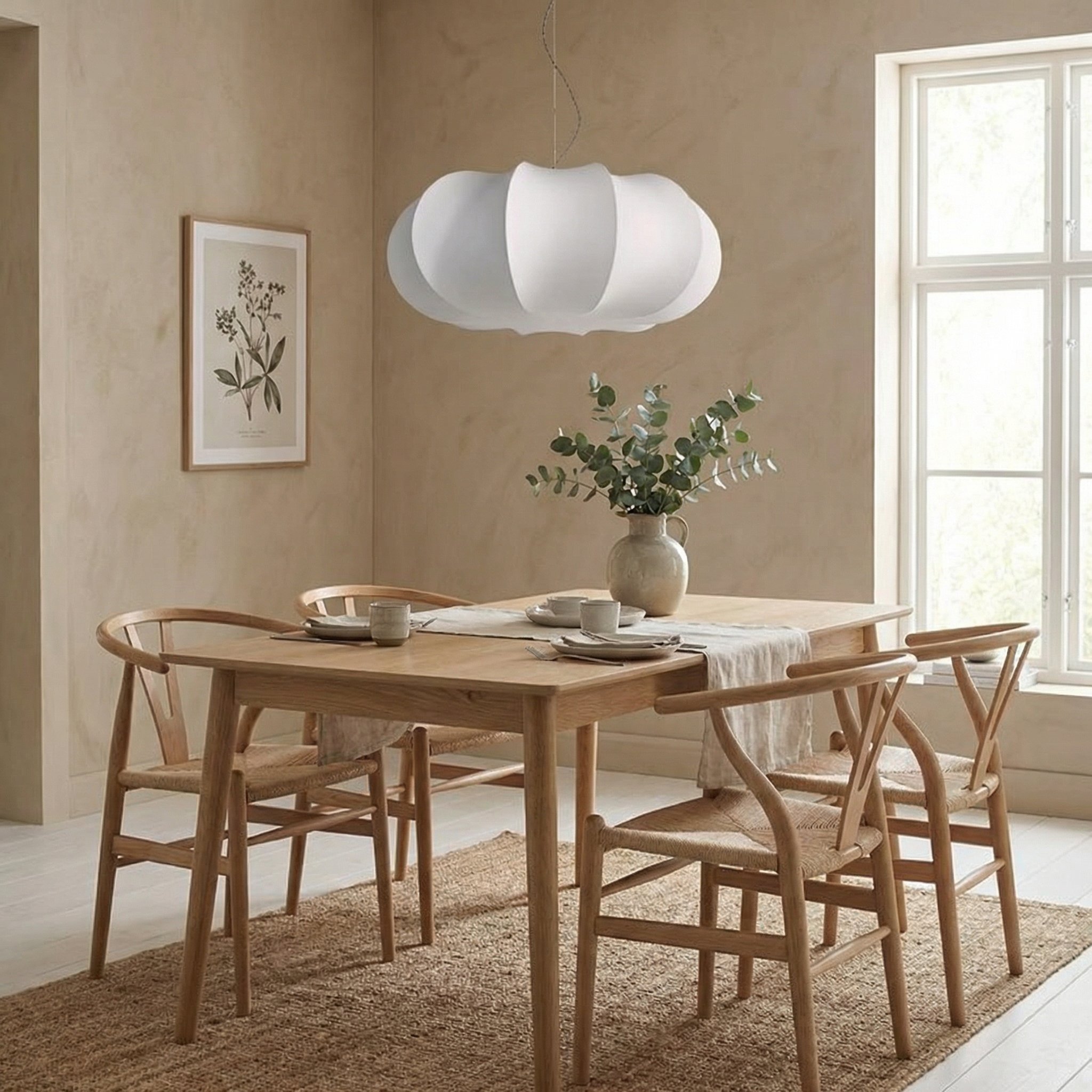 Silk Hanging Chandelier Light Fixture Retro Creative Pendant Lamp