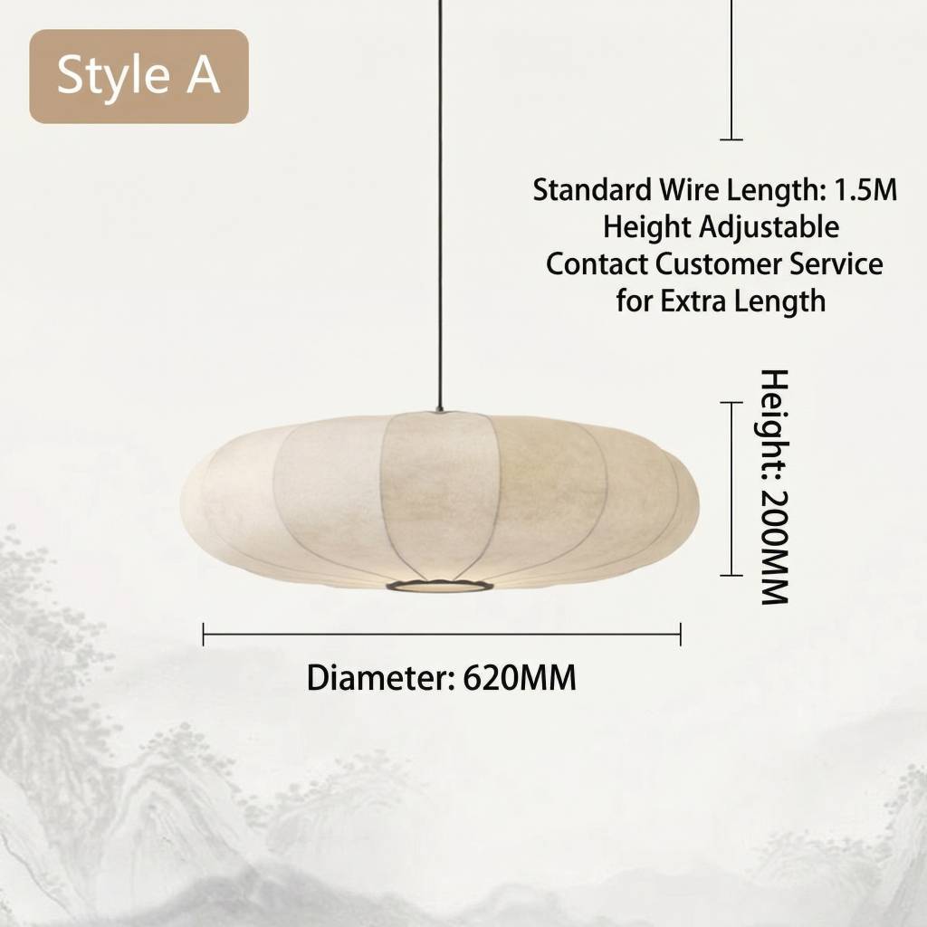 Wabi-Sabi Silk Pendant Light Set Lantern Chandelier for Restaurant & Tea Room