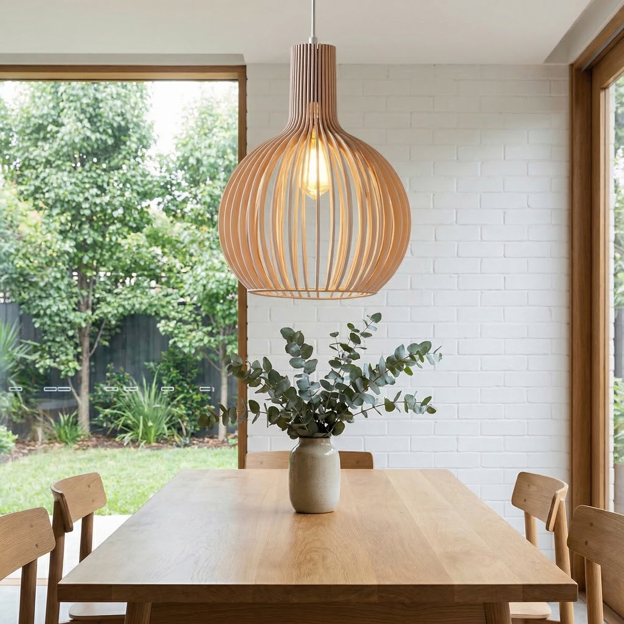 Living Room Wood Birdcage Pendant Light Dining Room Kitchen Chandelier