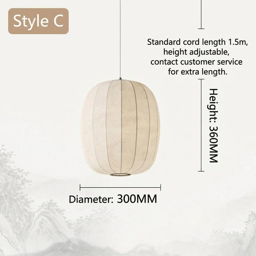 Wabi-Sabi Silk Pendant Light Set Lantern Chandelier for Restaurant & Tea Room