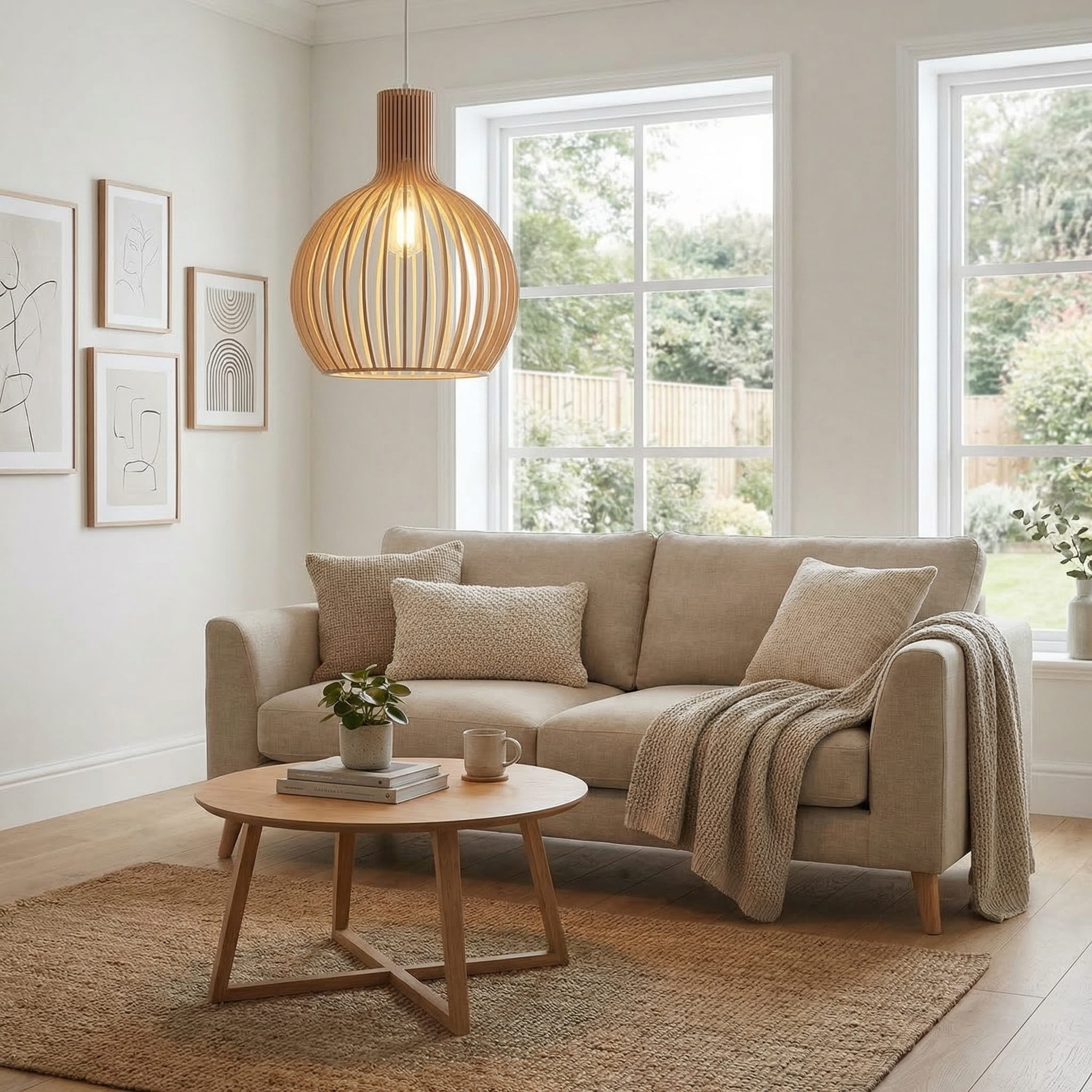 Living Room Wood Birdcage Pendant Light Dining Room Kitchen Chandelier