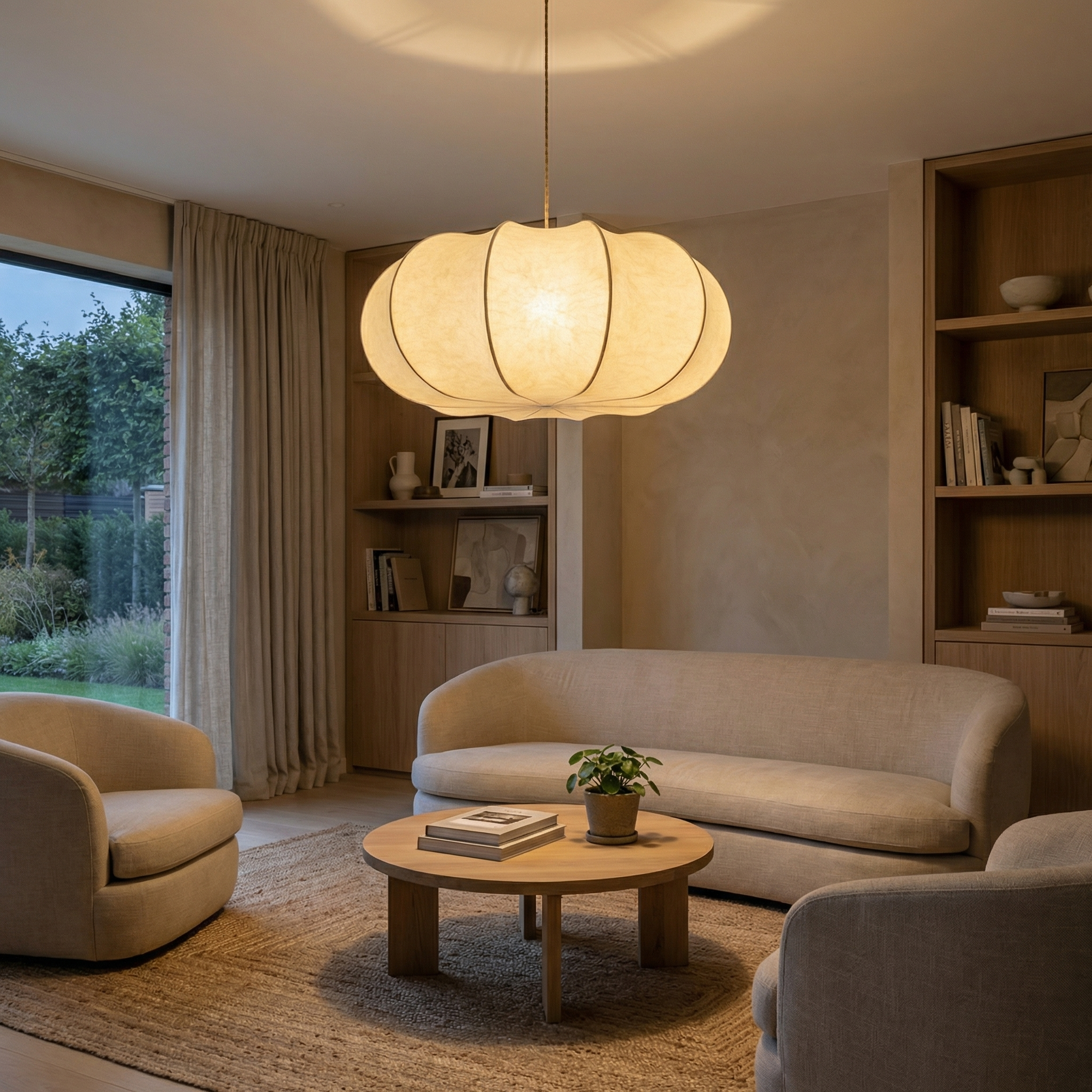 Silk Hanging Chandelier Light Fixture Retro Creative Pendant Lamp