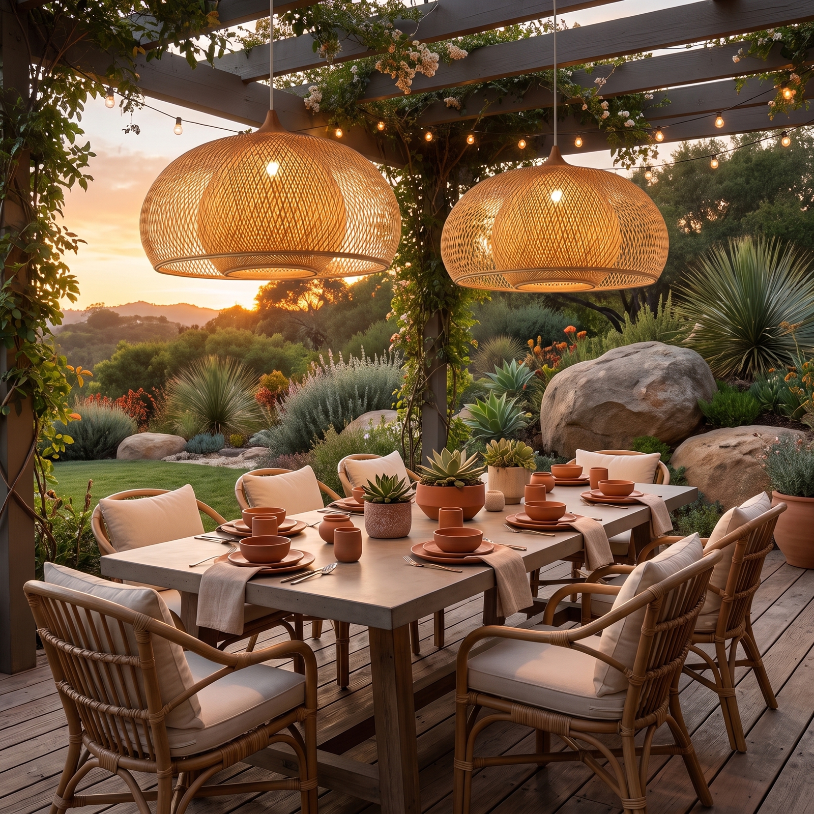 Open Weave Dome Rattan Pendant Light Boho Wicker Hanging Ceiling Lamp for Bedroom