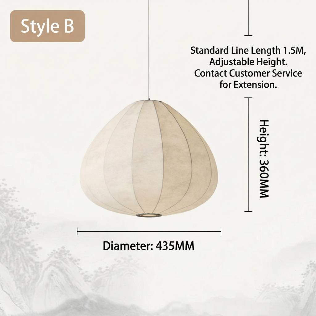 Wabi-Sabi Silk Pendant Light Set Lantern Chandelier for Restaurant & Tea Room