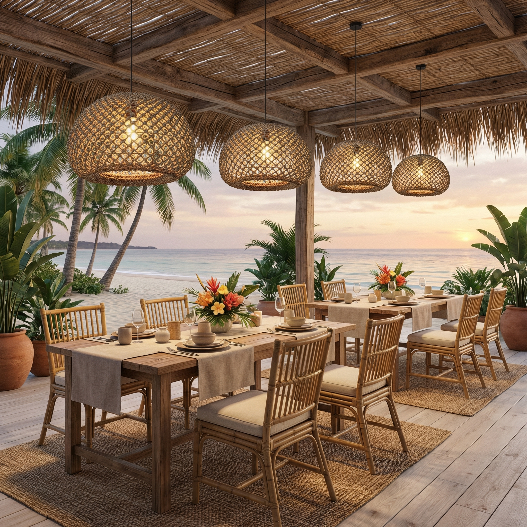 Living Room Hand Woven Brown Seagrass Rattan Pendant Light