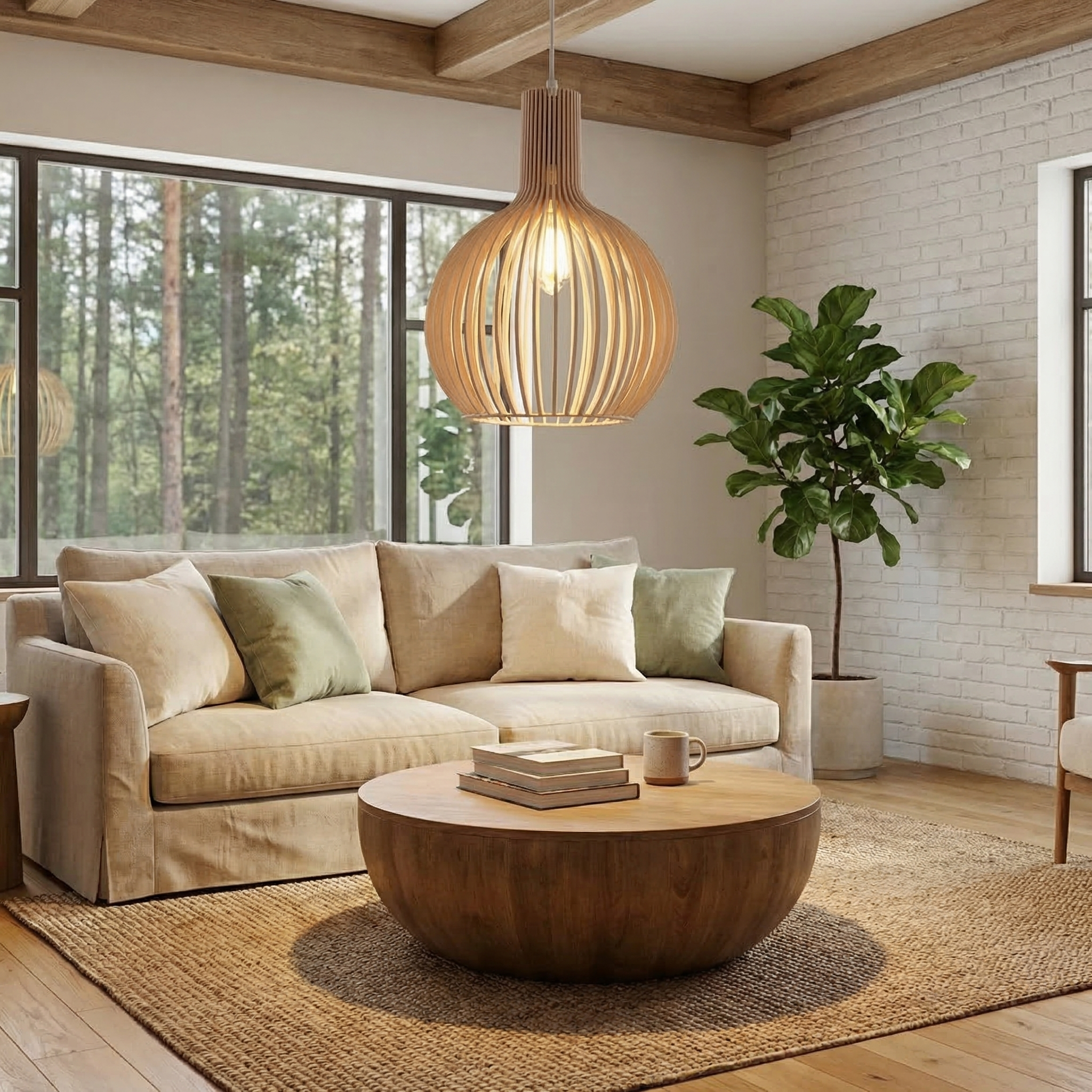 Living Room Wood Birdcage Pendant Light Dining Room Kitchen Chandelier