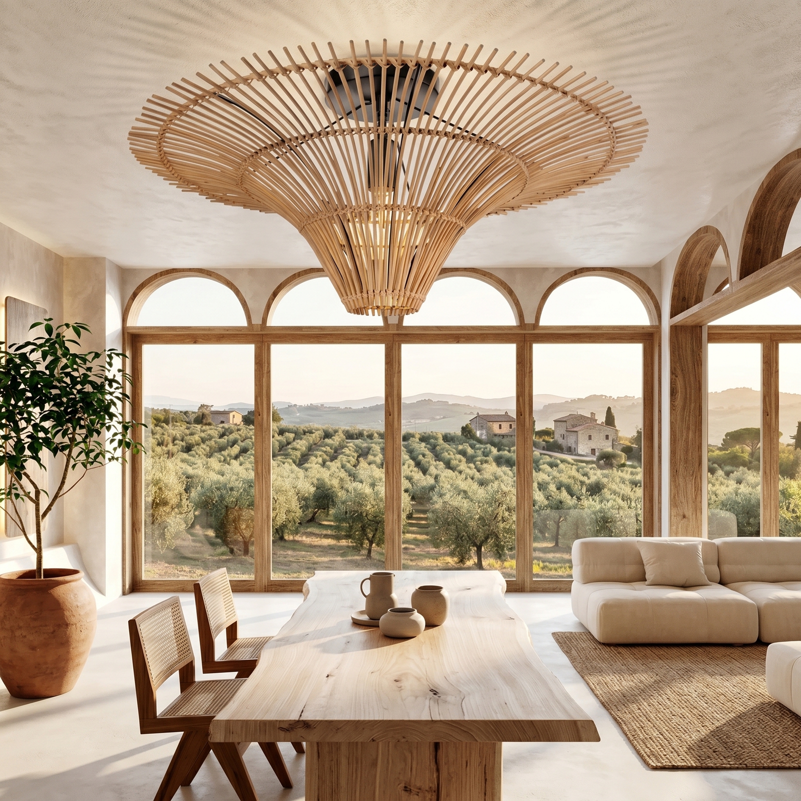 Large Modern Rattan Pendant Light Ceiling Lampshade 80CM